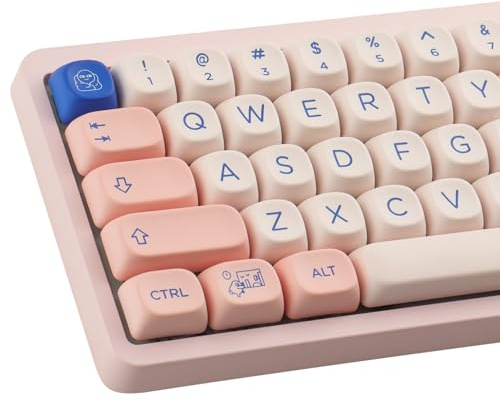 Sunzit PBT Keycaps Set – 148 tangenter MOA profil färgsub söta rosa tangentkåpor för Cherry MX-omkopplare ISO/ANSI UK layout 104/87/74/60 mekaniskt speltangentbord