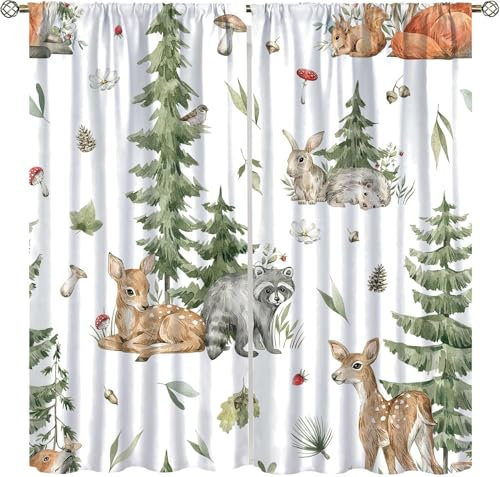 Vorhang Blickdicht 3D Waldtiere - 2 Stücke Verdunklungsvorhänge Mit Ösen Schlafzimmer Wohnzimmer Schallschutz Vorhang Verdunkelung Gardinen, 280 (B) X 250 (H) cm - Kinder Vorhänge 9426351977876