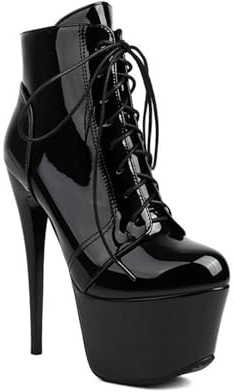 WOkismD 16CM Super High Heels Stiletto Lackleder Kurze Stiefel Pole Dance Schuhe Catwalk Performance Schuhe
