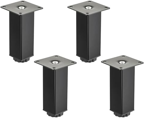 SOTECH 4 pies de mueble ZULU 38 x 38 x 120 mm negro mate | capacidad de carga hasta 100 kg por pie, de vitrina de zócalo de armario