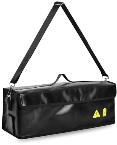 Ebike Akku Tasche I Feuerfest bis 1000°C I Wasserdicht & Explosionssicher I Ebike Akku Schutzhülle mit Vorgeöffnetem Ladeanschluss,Portable Akku Tasche für Lagerung, Transport, Laden (49 x 15 x 15 cm)