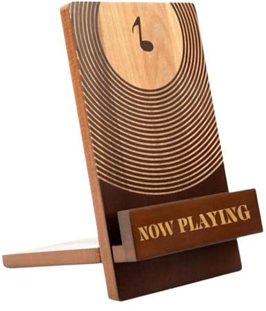 mefocou Now Playing - Soporte para discos de vinilo, soporte de vinilo de madera, organizador de álbumes para escritorio, estante de exhibición de colección de álbumes retro