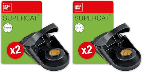 SWISSINNO Mausefalle SuperCat | Effizient + Wiederverwendbar mit Erdnussbutter-Köder | Sofortiges Fangen + Töten | Verwendung im Innen- und Außenbereich | 2X Fallen (Packung mit 2)