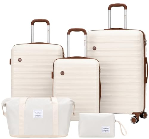 Travelhouse Ascona Kofferset 5-teilig – ABS Hartschale Trolley Set mit 4 Rollen, TSA-Schloss, Reisetasche & Kulturbeutel – Leichtes Reisegepäck Koffer Set für Damen & Herren