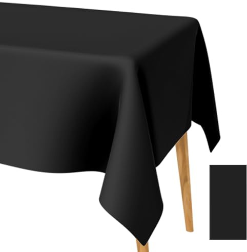 Einmal Tischdecke Schwarz,Party-Plastiktischdecken, 2 Stück, 137x274 cm, Rechteckige Tischdecken, Für Picknicks, Geburtstage, Hochzeiten, Buffetdekorationen