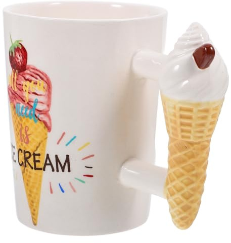 TOPPERFUN Tasse à Café Grosse Capacité avec Poignée de Glace 380ml en Céramique Design Créatif et Mignon pour Bureau et Maison