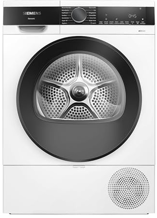 Siemens WQ33G2D41 iQ500 Sèche-linge à pompe à chaleur 9 kg, séchage rapide avec speedPack, autoDry - Séchage doux, demi-charge, protection contre les plis, recommandation de charge, écran LED, blanc