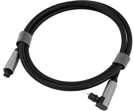 CeoxThao 90 Degree Optical Audio Cable with 360° Swivel Adjustable Toslink Connector, Rotatable Fiber Optic Cord, Optic Cable for Soundbar, for Soundbar, HDTV, Blu-ray Players, and AV Receivers