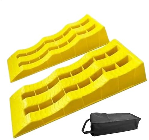 Auffahrkeile für Wohnmobil 2Pcs RV Nivellierung Rampen Unterlegkeile 3 Bühne Camper Blöcke Leichte Bordstein(Yellow)