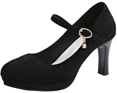 Pumps dam breda fötter skor – eleganta klackskor små med klack bröllopsskor sommar dansskor bekväma halvskor damskor traditionella skor högklackar för remmar Dirndl 36–42, Schwarz2, 39 EU