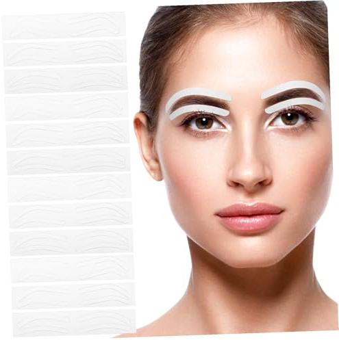 Alipis Kit de Pochoirs pour Sourcils Autocollantes en Papier Blanc 12 Feuilles Faciles à Utiliser pour Mise et Tatouage des Sourcils