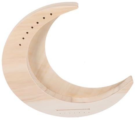 7-saitige Holzleierharfe in Mondform für Anfänger, Beige | Selbstgemacht Rohoberfläche, Abgerundete Kanten, Holz und Metall, Kreative Ausführung, Kleines Instrument
