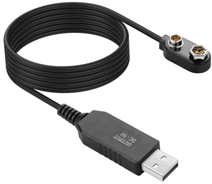YAODHAOD Clip de batería de 9 V USB-A, cable de conexión de 100 cm, conector tipo I, clip para batería de 9 voltios (fuente de alimentación)
