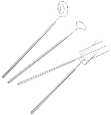 SEWACC Fourchettes à Fondue en Acier Inoxydable 4 Pièces Fourchettes Longues pour Tremper Chocolat, Fromage et Fruits Ustensiles Cuisine Polyvalents pour Intérieur et Dessert