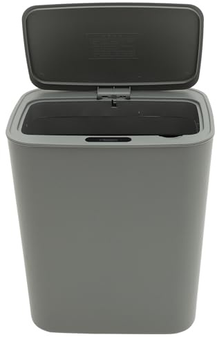 HOMSFOU Automatischer Sensor Mülleimer 15l Grau Intelligenter Abfalleimer mit Geräuschlosem Deckel für Küche Bad Kunststoff Haushalts Müllbehälter