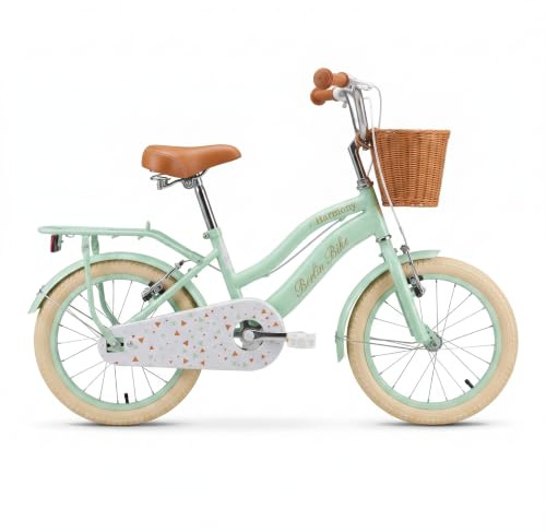 BERLIN BIKE Harmony 16 Zoll Mädchenfahrrad, Prinzessinnen Fahrrad mit Korb, Stützrädern und verstellbarem Sattel, Fahrrad für Mädchen