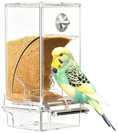 Mangiatoia Per Uccelli Da Gabbia Dispenser Automatico Trasparente Dotato Di | Postazione Alimentazione Adatto a Calopsitta, Fringuello, Canarino, , Cacatua e Conuro