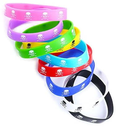 PENIKOKO Braccialetti in Silicone di Teschio 30 Pezzi, Riutilizzabili, Stile Unico e Personalità per Arrampicata e Sport, per Persone Attive Colore