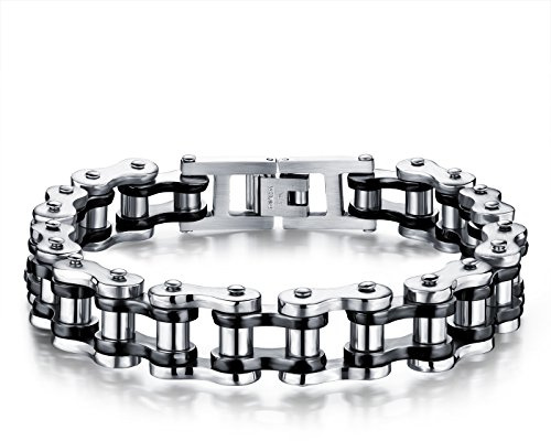 Keybella Elegante De Acero Inoxidable Moto Biker Cadena Pulsera 8,5 Pulgadas para Hombre Chico