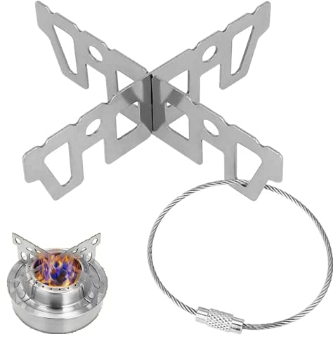 KBNIAN Kreuz Ständer Alkohol Kreuzständer Topfkreuz Tragbar Edelstahl Alcohol Stove Zubehör Ultraleichter Campingkocher Zubehör für Draussen Wandern Camping (9,6 * 2,9 * 0,1 cm)