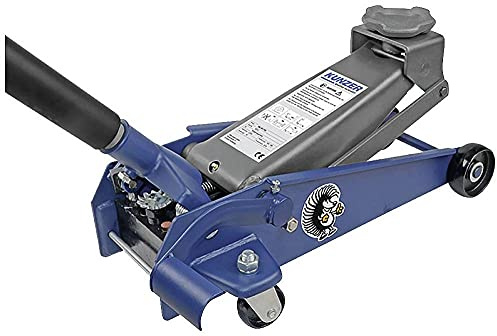KUNZER WK 1011 FSH Hydraulischer Rangierwagenheber, Fußschnellhub, 2250 kg | Tragkraft, Hydraulik-Wagenheber, mit Stahlrädern, Fußpedal, Lenkrolle, Pumpstange, Hubhöhe, Traglast