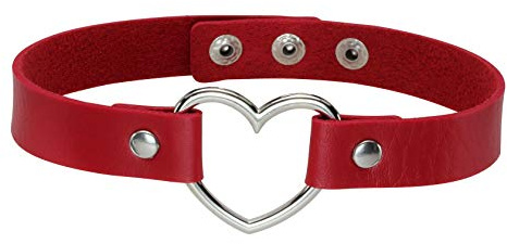 JJDreams Herz Choker Damen Leder Choker Halsband Schwarze Choker Gothic Punk Rock Halsband Schmuck