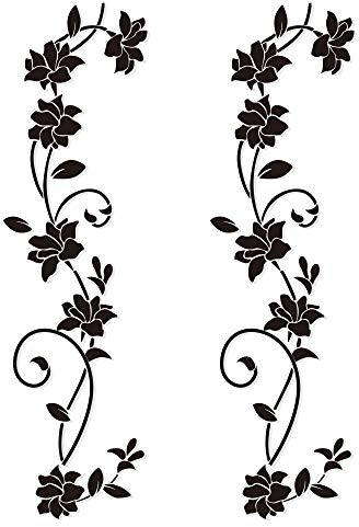 4pcs Wandtattoo Blumenranken Schwarz Blumen Hibiskus Wandtattoo Wanddeko Blumenranke Aufkleber Sticker Wandaufkleber Hintergrund für Schlafzimmer Zuhause Dekoration Wohnzimmer