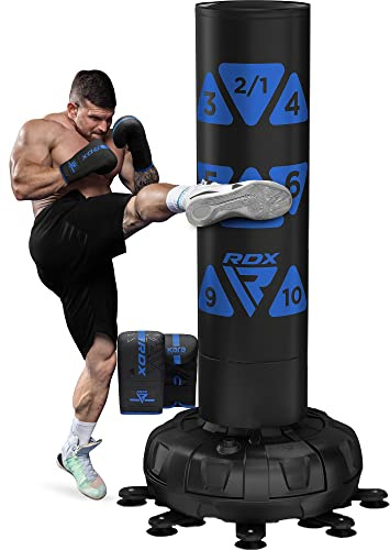 RDX 6FT 330LB Boxsack Stehend Erwachsene, Trainingshandschuhe und Überzug Set XXL Freistehender Standbxsack Boxing mit Saugfuß Freestanding Punch Bag für MMA Kickboxen Kampfsport