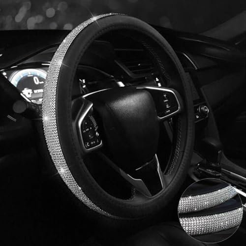 AUTOXBERT Lenkradbezug Glitzer, Bling Bling Lenkradbezug Lenkradhüllen Universal Kristall Lenkradbezug rutschfest Lenkrad Abdeckung Autozubehör Innenraum für Alle Standard Lenkräder von 38 cm