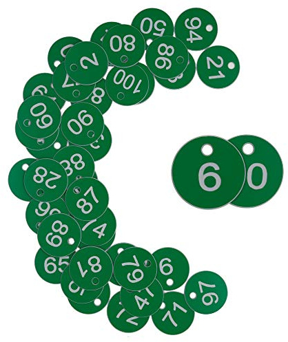 Nummernschilder aus Kunststoff, graviert, ohne Schlüsselringe, 1 - 100, Grün