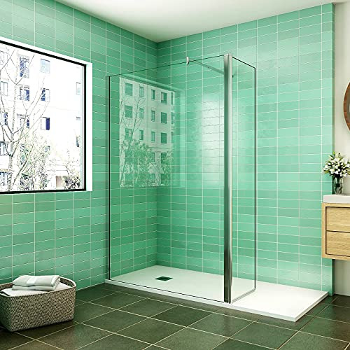Aica Sanitär 90cm Walk-in Duschabtrennung Duschwand 8mm NANO-Glas Höhe 200cm mit 30cm Beweglichem Panel