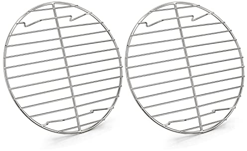 HaWare Griglia di raffreddamento rotonda, set da 2 pezzi, 100% acciaio inox, griglia di raffreddamento per cottura a vapore, ideale per pentole/forno, teglia per torte, forno e lavastoviglie (23 cm)