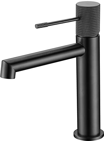 IMEX BDD038-1BGM Wasserhahn Einhebelmischer für Waschbecken, Badarmatur Waschbeckenarmatur, Kalt-/Warmwasser, Farbe: Dunkelgrau, Satin, Serie Line, Black Gun Metal