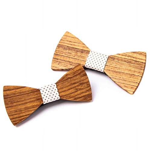 MM FASHION Holzfliege Herren Set Vater Sohn – Elegantes Fliegen Set für Anzug – Handgefertigte Herrenfliege mit verstellbarem Band – Fliege für Hochzeit, Taufe & festliche Anlässe (Ecru)