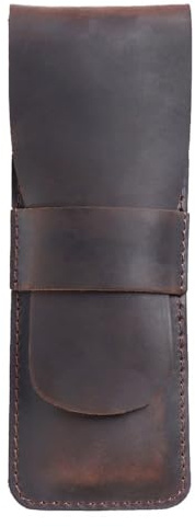 DONGKER Leder Stifteetui, 17cm Vintage Schutzhülle für Stift, 5,8cm Breite, Retro Stiftemappe Stifteetui für Bleistift bis zu 3 Stifte Innerhalb Halten