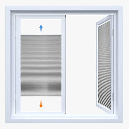 YHBZ Badezimmer Verdunklungsplissee Vorhang,Plissee-Wabenjalousien,Keine Bohrung erforderlich Fensterrollos für Zuhause,Schlafzimmer,Küche,Kinderzimmer,Grau,A-120x130cm/47.2 * 51.2in