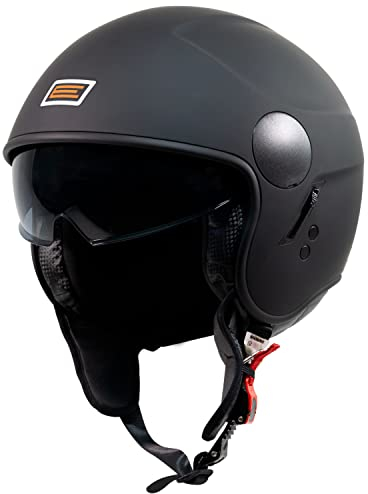 ORIGINE Motorradhelm Jethelm Rollerhelm mit Visier ECE Zertifizierung (SOLID MATT Black, L)