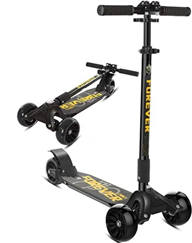 Mobilitätsroller, Roller für Erwachsene, 3-Rad-Roller, geeignet für Jugendliche, Faltbarer Leichter Einzelroller mit Blitzrad, Rutschfester Tretroller (Color : Yellow)