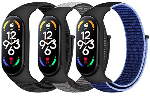Bcuckood Nylon Armband kompatibel mit Xiaomi Mi Band 7/6/5/4/3 /Amazfit Band 5, verstellbares atmungsaktives Sport Nylon Schlaufen Ersatzarmband für Xiaomi Mi Band 7 6 5 NFC für Männer und Frauen