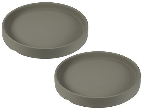 M METERXITY 2 Pièces Soucoupe pour Plante - Plateau en Céramique Rond avec Écoulement pour Pot de Jardin/Extérieur (4,5 Pouces, Gris Foncé)