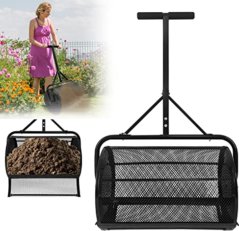 Kompoststreuer 80L, Torfstreuer mit U-Griff, Düngerstreuer Rasen Garten,ideal für Kompost, Dünger, Saat, Torf, Rasen und Gartenstreuer Düngerstreuer