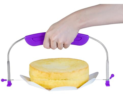 YAMHOHO Adjustable Cake LevCake Cutter Slicer Leveler, 9 Different Height Premium Food Grade Stainless Steel Double Wires Cake Cutter/Slicer/Adjustable Cake Leveler for Leveling and Molding (Purple)