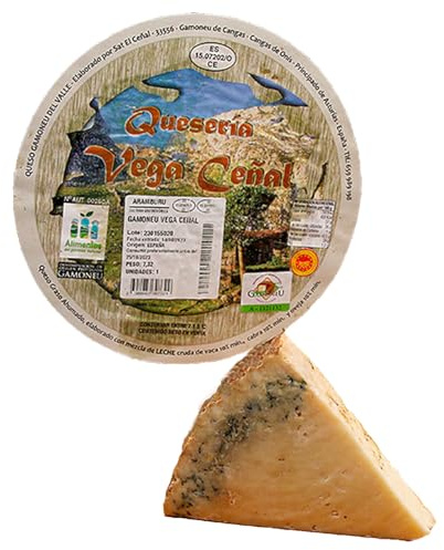 ARAMBURU Cuña de queso Asturiano Gamoneu DOP Vega Ceñal, 240-250g, Origen Asturias, Envasado al vacÍo