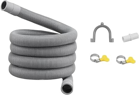 MiJob 2X Drain Hose Extension Set Universal Washing Machine Hose 1.5M Compatible For Bracket Hose Connector And Hose Clamps Drain Hoses