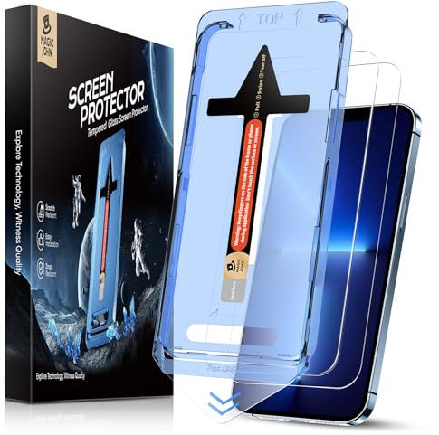 MAGIC JOHN 2 Stück für iPhone 13 Pro Max/für iPhone 14 Plus Schutzfolie | 6,7 Zoll, Auto-Dust-Eliminierung, 9H, HD Klar, Bläschenfrei, Einfache Installation, Kratzfest