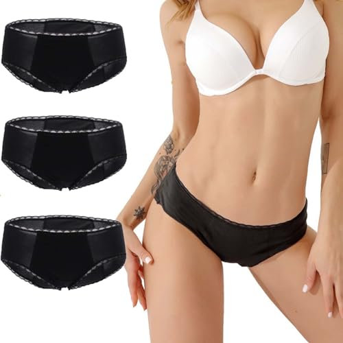SHANJINL Perioden Unterwäsche Damen,Periodenunterschwäsche Starke Blutung für Menstruation Unterhosen Postpartum Slips,3er Pack(Size:3XL)