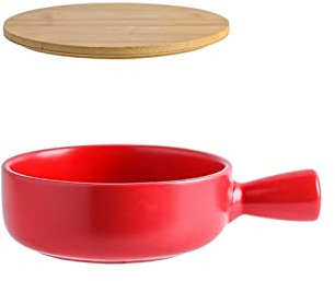 Huangj-0527 Baking Pans Ceramic Baking Bowl with Lid Household Baking Pan with Handle Stackable Kitchen Baking Dish Tableware 550ml Noodle Bowls Bakeware Set(B)