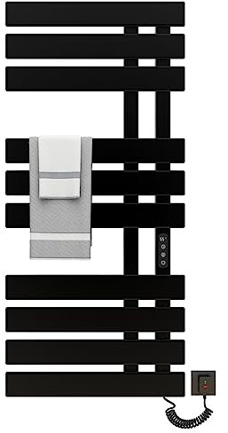Scaldasalviette Elettrico Bagno Termoarredo Elettrico Bagno WiFi Nero 500x1100mm 380W per Alexa e Google Home e App Portasciugamani Elettrico Scaldasalviette Elettrico Bagno-WiFi Black Right