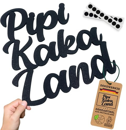 DKWRK3D Pipi Kaka Land Türschild Klebend - Kunststoff WC Schild Lustig - Wandtattoo Toilette - Türaufkleber - Aufkleber Toilettentür - Gäste Bad Deko BIlder Toilettenschild - Dekoaufkleber (L)
