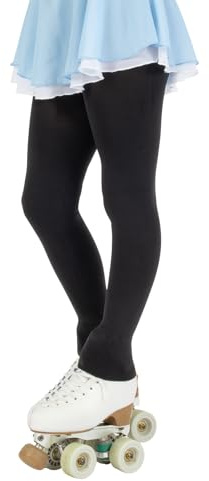 CALZITALY Medias para patinaje artístico para niñas, medias sin pie, leggins para patinaje, leggins opacas, 80 DEN, fabricadas en Italia, Negro , 12-14 años